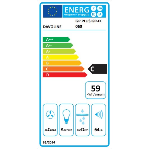 ΑΠΟΡΡΟΦ.ΕΝΤΟΙΧ.ΣΥΡ DAVOLINE GP PLUS GR-IX 60 60CM INOX C 533m³/h